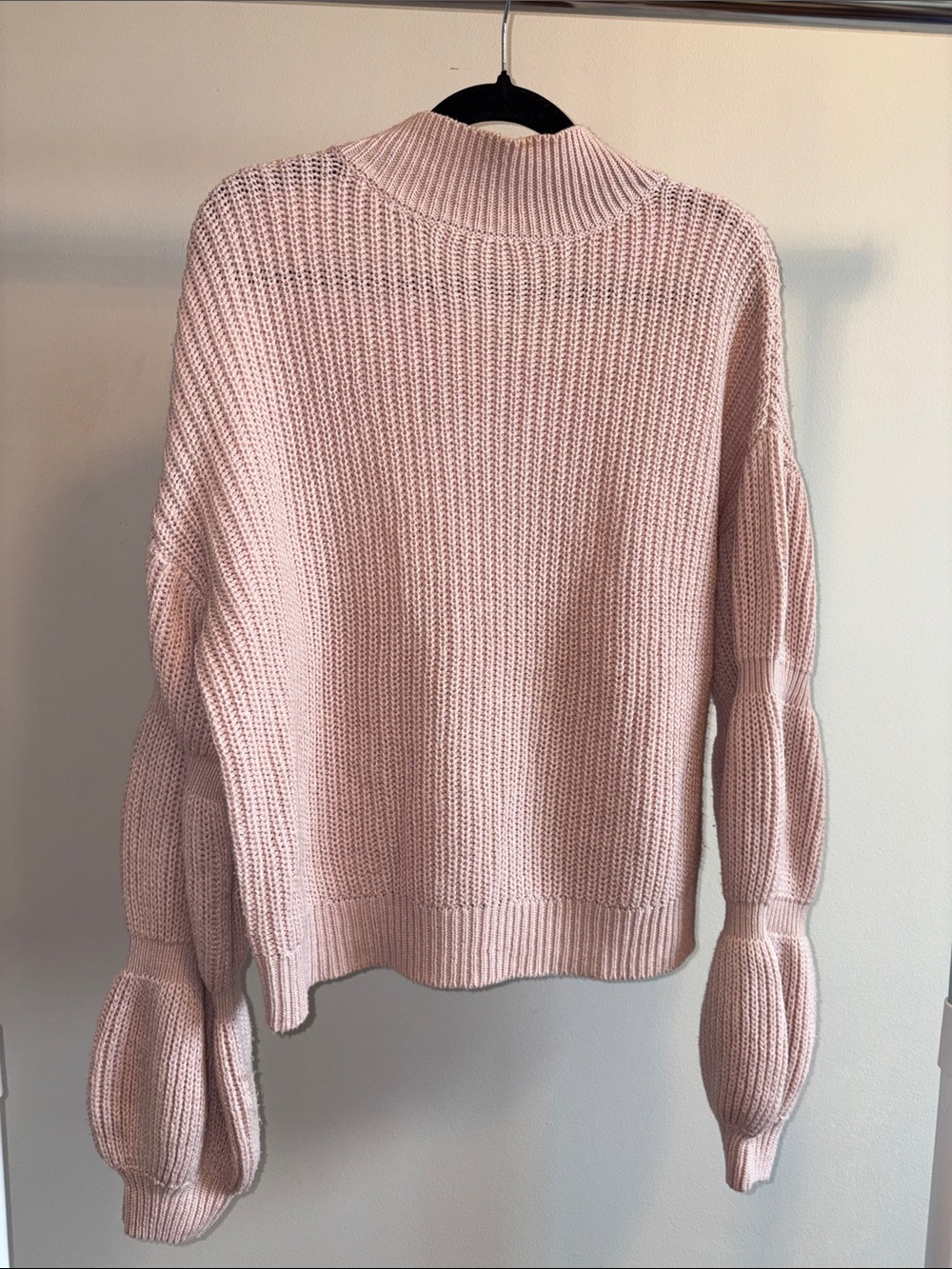 RD Style Blush Pink Chunky Turtleneck Sweater with Balloon Sleeves